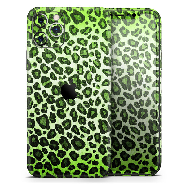 Vibrant Green Leopard Print - Skin-Kit compatible with the Apple iPhone 12, 12 Pro Max, 12 Mini, 11 Pro or 11 Pro Max (All iPhones Available)