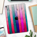 Vibrant Neon Colored Wood Strips - Full Body Skin Decal for the Apple iPad Pro 12.9", 11", 10.5", 9.7", Air or Mini (All Models Available)