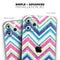 Vibrant Pink & Blue Layered Chevron Pattern - Skin-Kit compatible with the Apple iPhone 12, 12 Pro Max, 12 Mini, 11 Pro or 11 Pro Max (All iPhones Available)