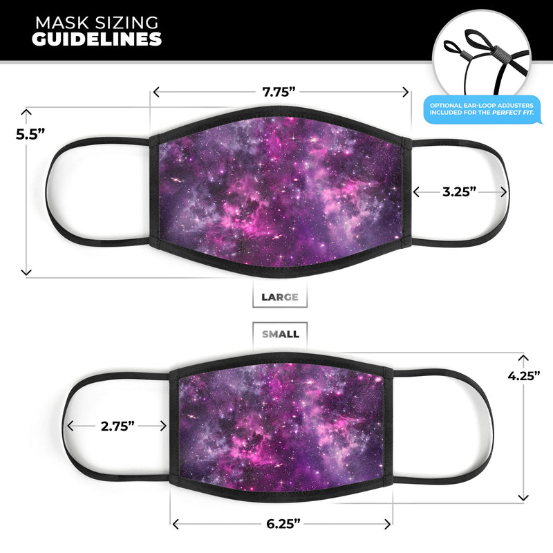 Vibrant Purple Deep Space - Made in USA Mouth Cover Unisex Anti-Dust Cotton Blend Reusable & Washable Face Mask with Adjustable Sizing for Adult or Child