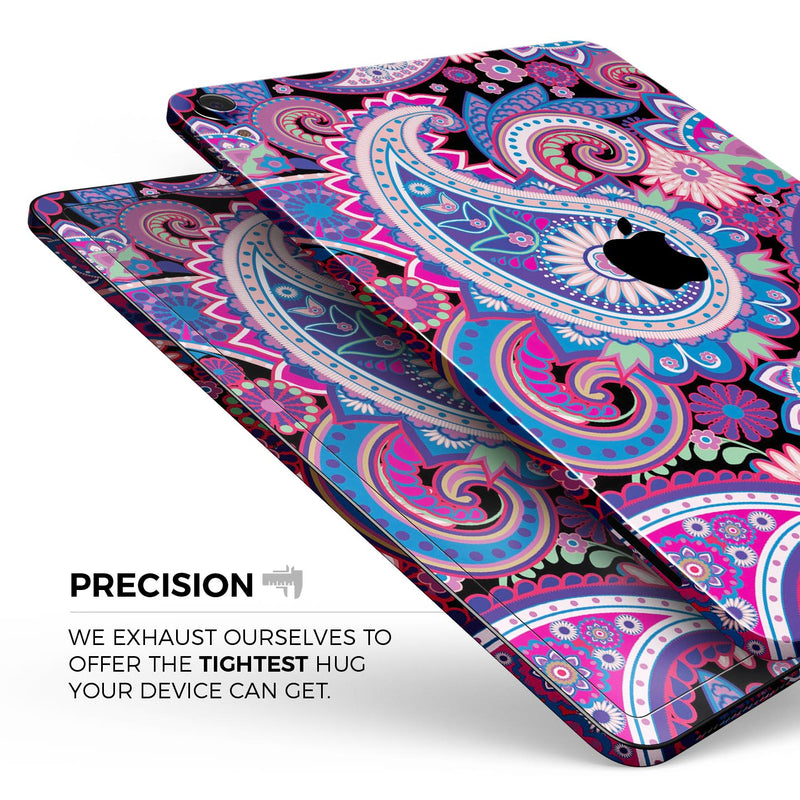 Vibrant Purple Paisley V5 - Full Body Skin Decal for the Apple iPad Pro 12.9", 11", 10.5", 9.7", Air or Mini (All Models Available)