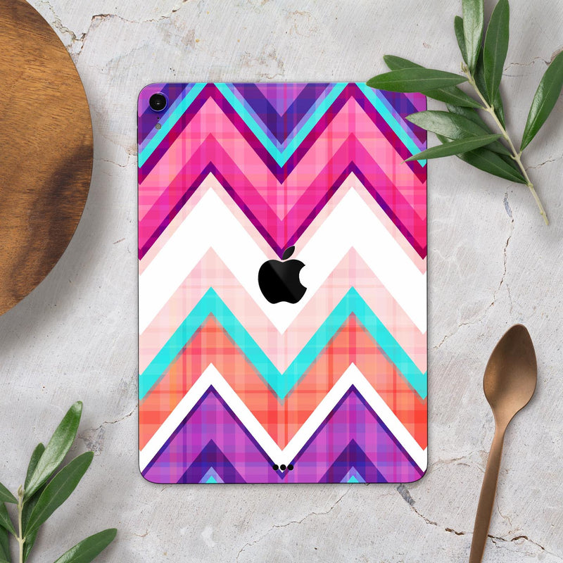 Vibrant Teal & Colored Chevron Pattern V1 - Full Body Skin Decal for the Apple iPad Pro 12.9", 11", 10.5", 9.7", Air or Mini (All Models Available)
