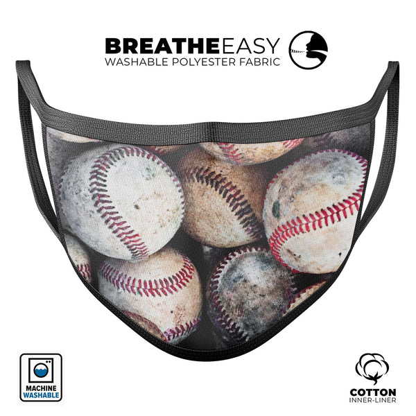 Vintage Baseball V1 - Made in USA Mouth Cover Unisex Anti-Dust Cotton Blend Reusable & Washable Face Mask with Adjustable Sizing for Adult or Child