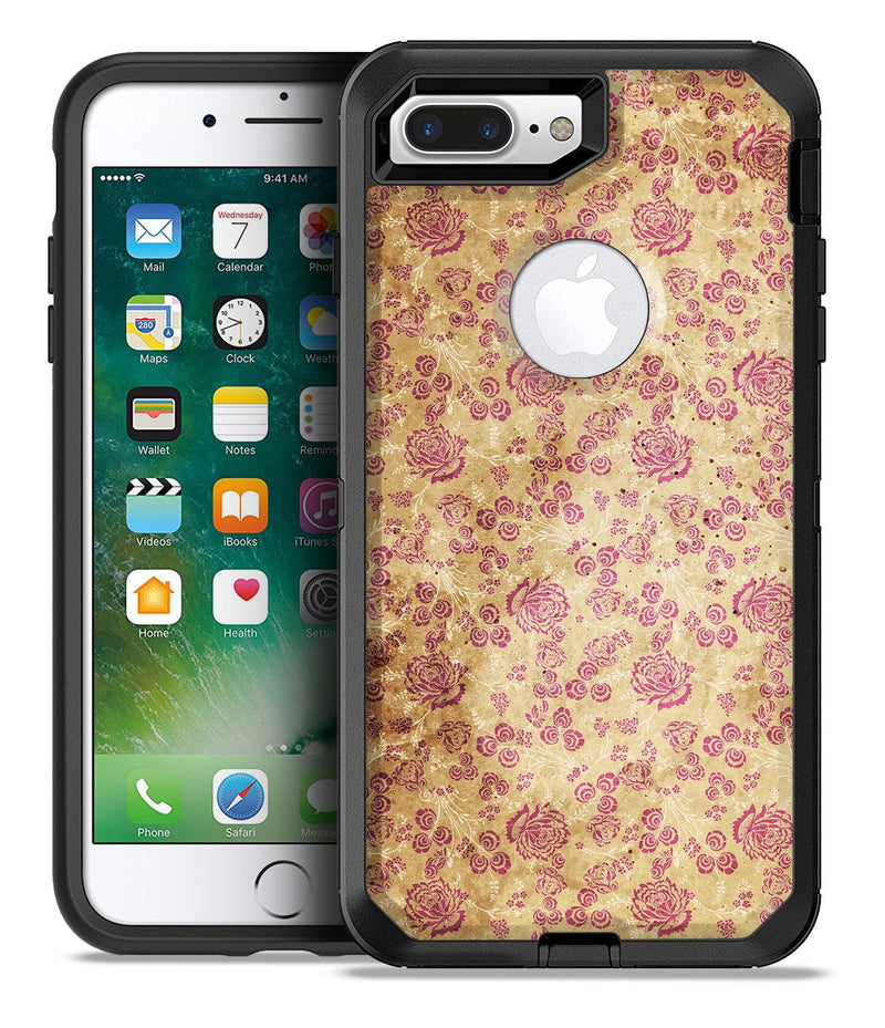 Vintage Brown and Maroon Floral Pattern - iPhone 7 or 7 Plus Commuter Case Skin Kit