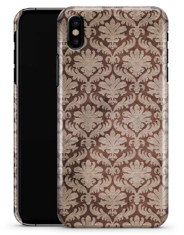 Vintage Brown and Tan Cauliflower Damask Pattern - iPhone X Clipit Case
