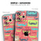 Vintage Coral and Neon Mustaches - Skin-Kit compatible with the Apple iPhone 12, 12 Pro Max, 12 Mini, 11 Pro or 11 Pro Max (All iPhones Available)