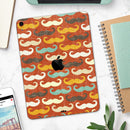 Vintage Dark Red Mustache Pattern - Full Body Skin Decal for the Apple iPad Pro 12.9", 11", 10.5", 9.7", Air or Mini (All Models Available)