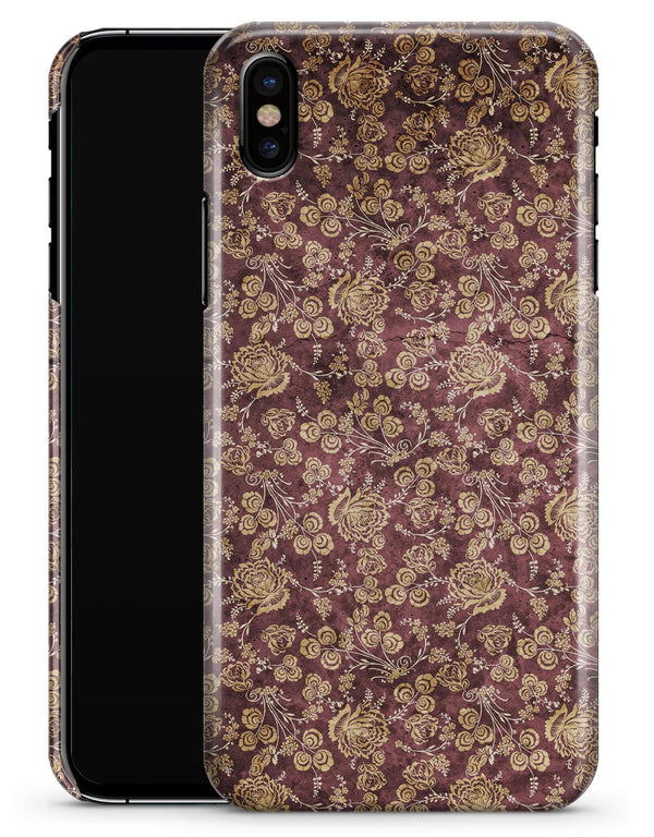 Vintage Maroon and Yellow Rose Pattern - iPhone X Clipit Case
