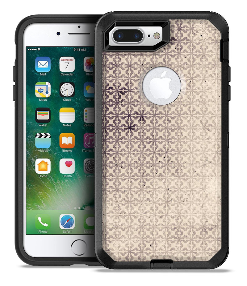 Vintage Micro Brown and Tan Cross Pattern - iPhone 7 or 7 Plus Commuter Case Skin Kit