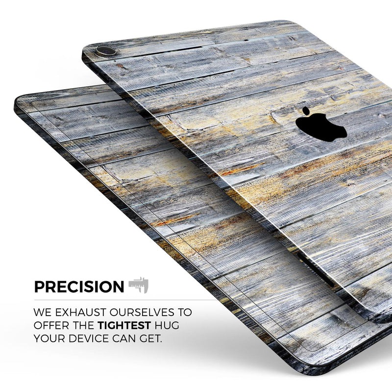 Vintage Wooden Planks with Yellow Paint - Full Body Skin Decal for the Apple iPad Pro 12.9", 11", 10.5", 9.7", Air or Mini (All Models Available)