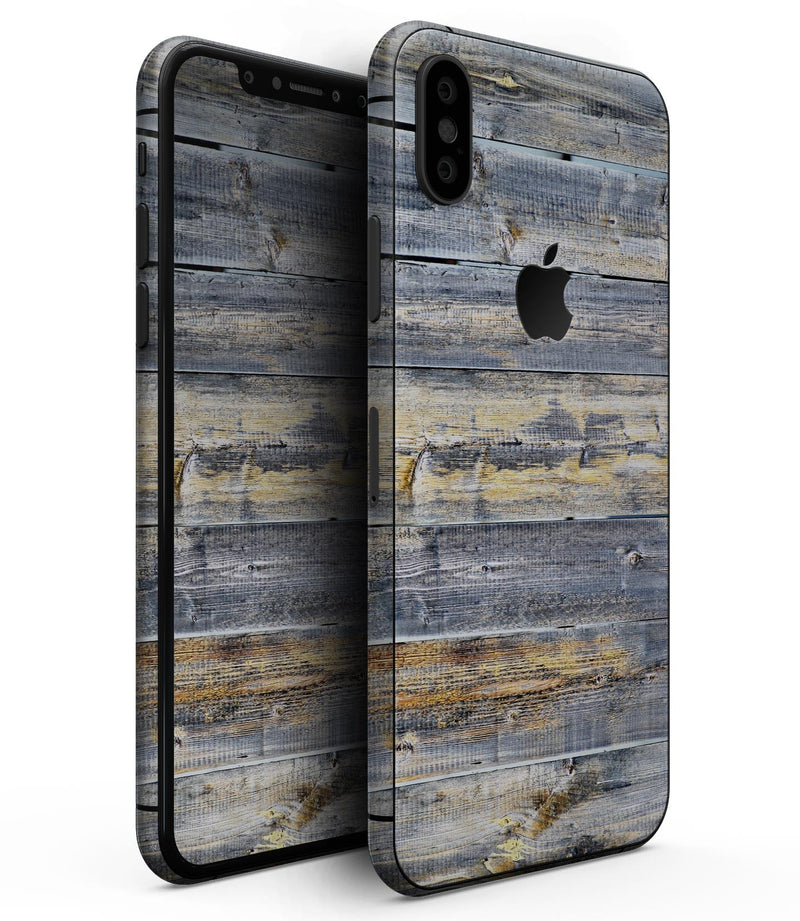 Vintage Wooden Planks with Yellow Paint - iPhone XS MAX, XS/X, 8/8+, 7/7+, 5/5S/SE Skin-Kit (All iPhones Avaiable)