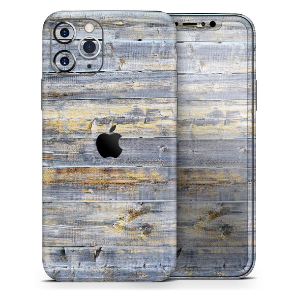 Vintage Wooden Planks with Yellow Paint - Skin-Kit compatible with the Apple iPhone 12, 12 Pro Max, 12 Mini, 11 Pro or 11 Pro Max (All iPhones Available)