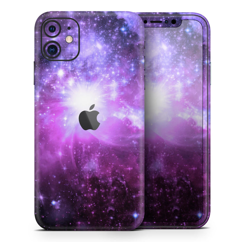 Violet Glowing Nebula - Skin-Kit compatible with the Apple iPhone 12, 12 Pro Max, 12 Mini, 11 Pro or 11 Pro Max (All iPhones Available)