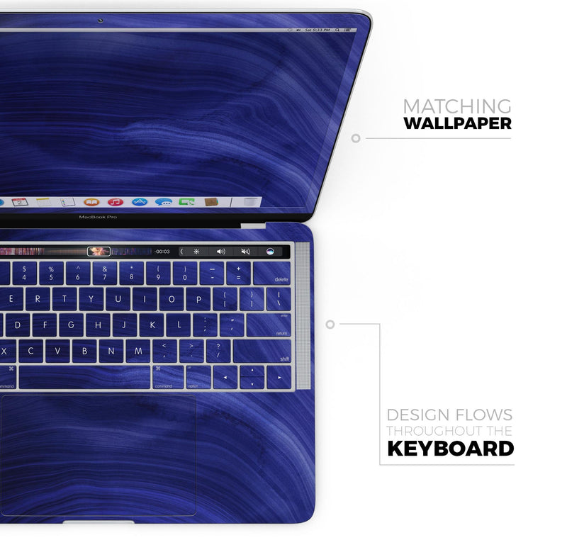 Vivid Agate Vein Slice Blue V7 - Skin Decal Wrap Kit Compatible with the Apple MacBook Pro, Pro with Touch Bar or Air (11", 12", 13", 15" & 16" - All Versions Available)