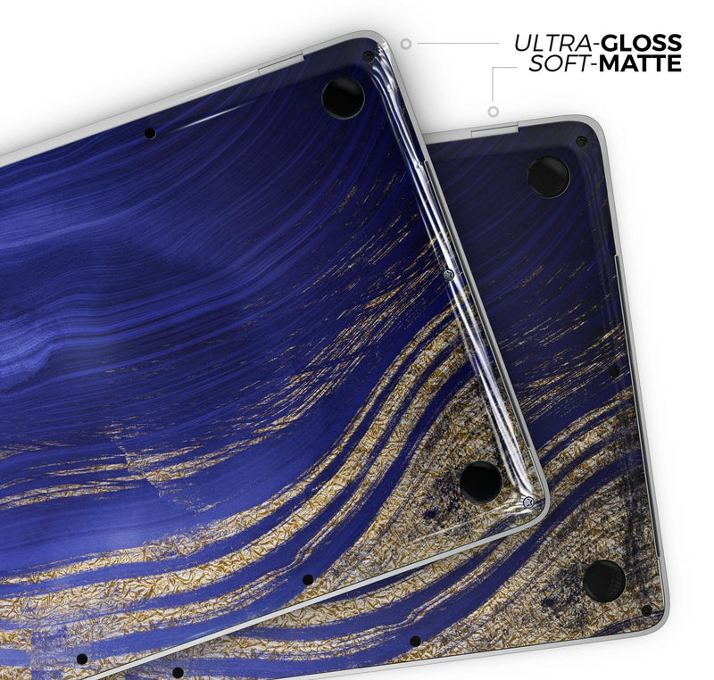 Vivid Agate Vein Slice Blue V9 - Skin Decal Wrap Kit Compatible with the Apple MacBook Pro, Pro with Touch Bar or Air (11", 12", 13", 15" & 16" - All Versions Available)
