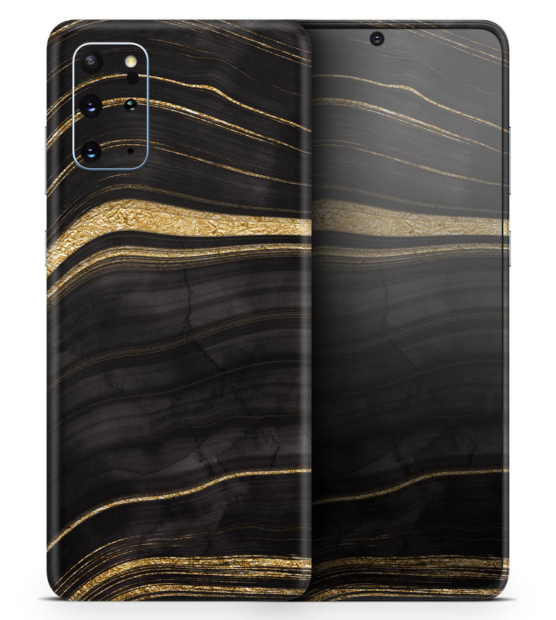 Vivid Agate Vein Slice Foiled V9 - Full Body Skin Decal Wrap Kit for Samsung Galaxy Phones