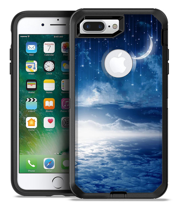 Vivid Blue Falling Stars in the Night Sky - iPhone 7 or 7 Plus Commuter Case Skin Kit