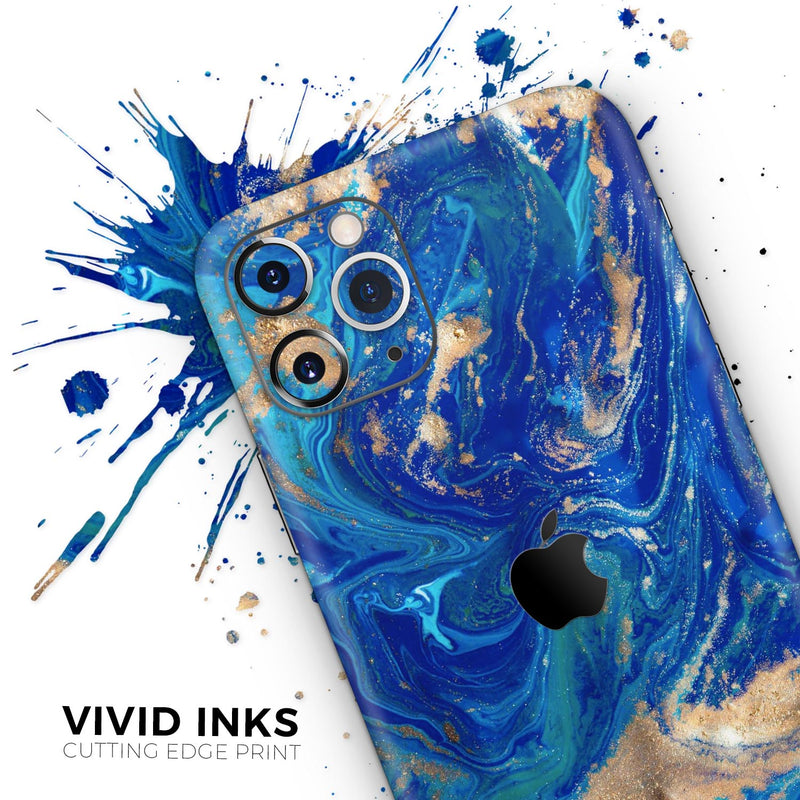Vivid Blue Gold Acrylic - Skin-Kit compatible with the Apple iPhone 12, 12 Pro Max, 12 Mini, 11 Pro or 11 Pro Max (All iPhones Available)
