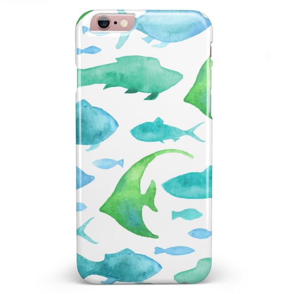 Vivid Blue Watercolor Sea Creatures iPhone 6/6s or 6/6s Plus INK-Fuzed Case
