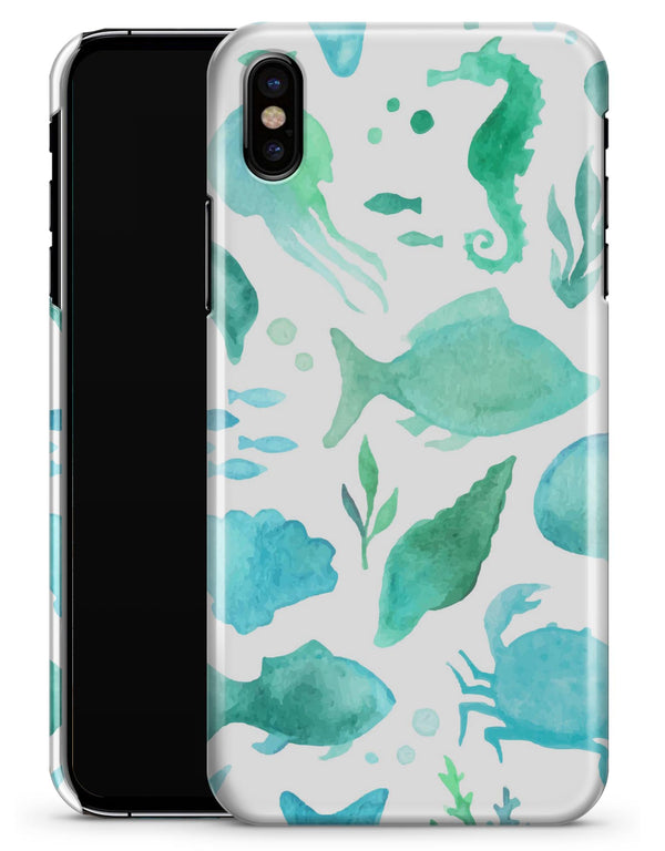 Vivid Blue Watercolor Sea Creatures V2 - iPhone X Clipit Case