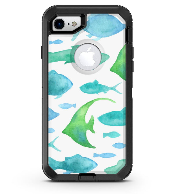 Vivid Blue Watercolor Sea Creatures - iPhone 7 or 8 OtterBox Case & Skin Kits
