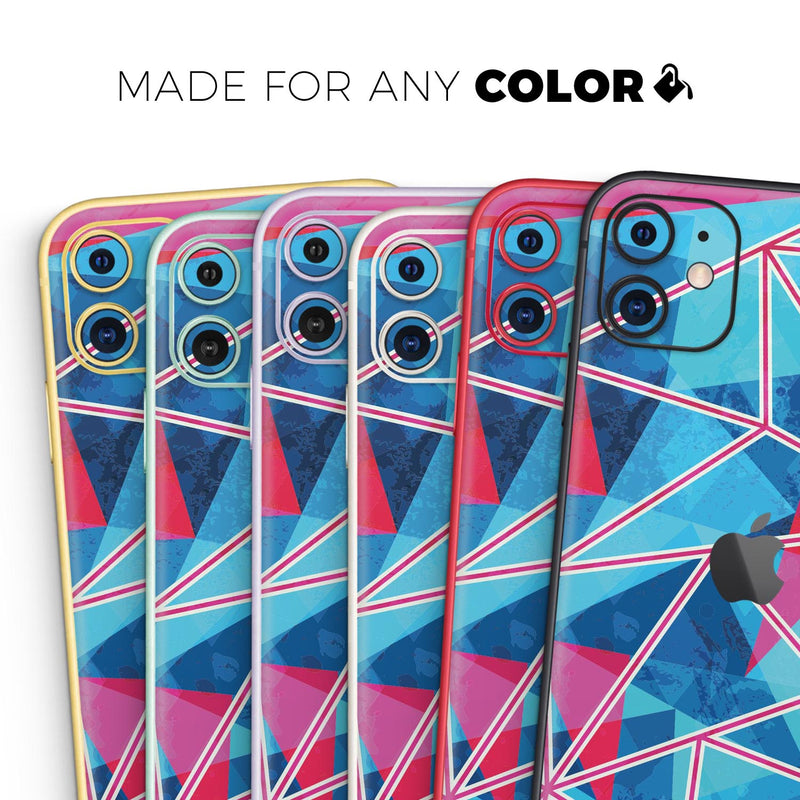 Vivid Blue and Pink Sharp Shapes - Skin-Kit compatible with the Apple iPhone 12, 12 Pro Max, 12 Mini, 11 Pro or 11 Pro Max (All iPhones Available)