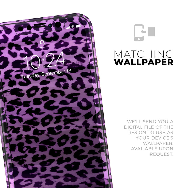 Vivid Purple Leopard Print - Skin-Kit compatible with the Apple iPhone 12, 12 Pro Max, 12 Mini, 11 Pro or 11 Pro Max (All iPhones Available)