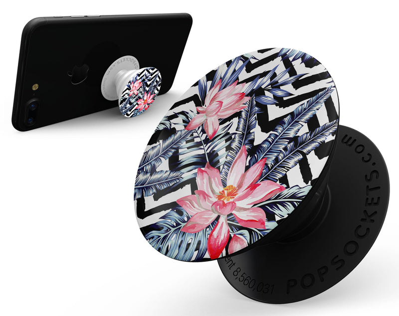 Vivid Tropical Chevron Floral v1 - Skin Kit for PopSockets and other Smartphone Extendable Grips & Stands