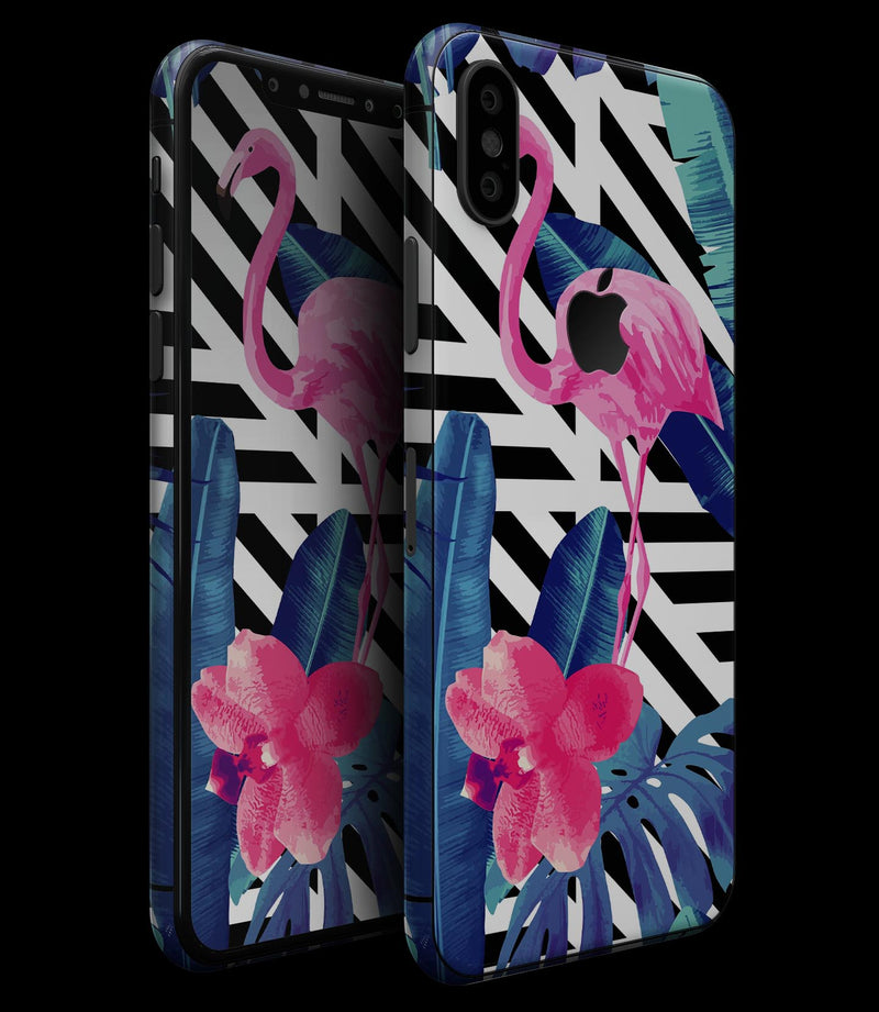 Vivid Tropical Chevron Floral v2 - iPhone XS MAX, XS/X, 8/8+, 7/7+, 5/5S/SE Skin-Kit (All iPhones Avaiable)
