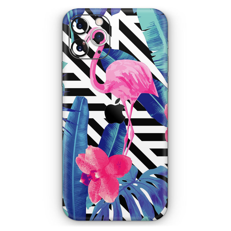 Vivid Tropical Chevron Floral v2 - Skin-Kit compatible with the Apple iPhone 12, 12 Pro Max, 12 Mini, 11 Pro or 11 Pro Max (All iPhones Available)