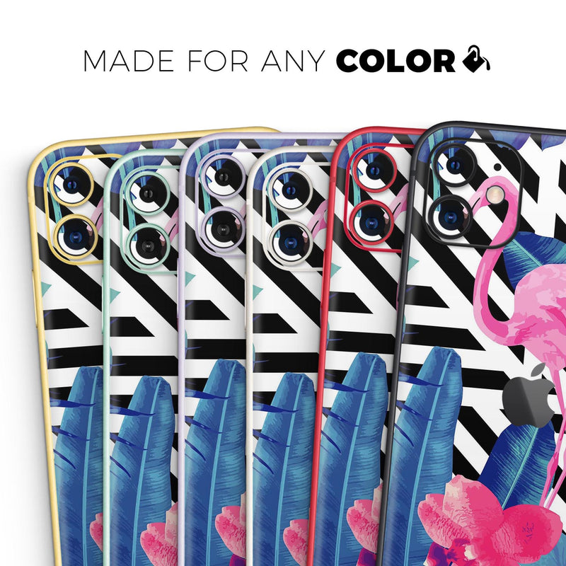 Vivid Tropical Chevron Floral v2 - Skin-Kit compatible with the Apple iPhone 12, 12 Pro Max, 12 Mini, 11 Pro or 11 Pro Max (All iPhones Available)