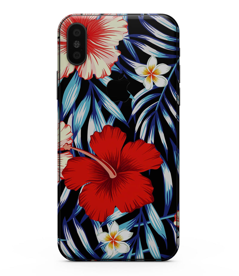 Vivid Tropical Red Floral v1 - iPhone XS MAX, XS/X, 8/8+, 7/7+, 5/5S/SE Skin-Kit (All iPhones Avaiable)