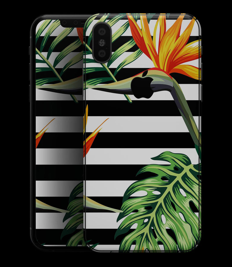Vivid Tropical Stripe Floral v1 - iPhone XS MAX, XS/X, 8/8+, 7/7+, 5/5S/SE Skin-Kit (All iPhones Avaiable)