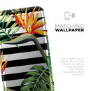 Vivid Tropical Stripe Floral v1 - Skin-Kit compatible with the Apple iPhone 12, 12 Pro Max, 12 Mini, 11 Pro or 11 Pro Max (All iPhones Available)