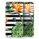 Vivid Tropical Stripe Floral v1 - Skin-Kit compatible with the Apple iPhone 12, 12 Pro Max, 12 Mini, 11 Pro or 11 Pro Max (All iPhones Available)