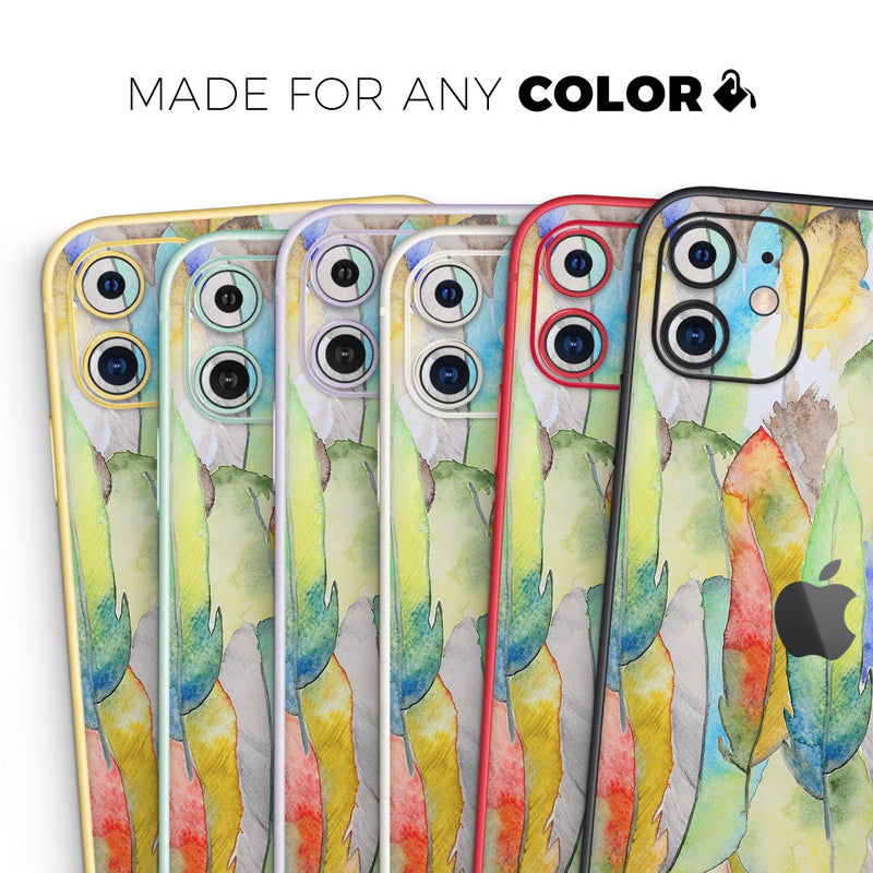 Vivid Watercolor Feather Overlay - Skin-Kit compatible with the Apple iPhone 12, 12 Pro Max, 12 Mini, 11 Pro or 11 Pro Max (All iPhones Available)