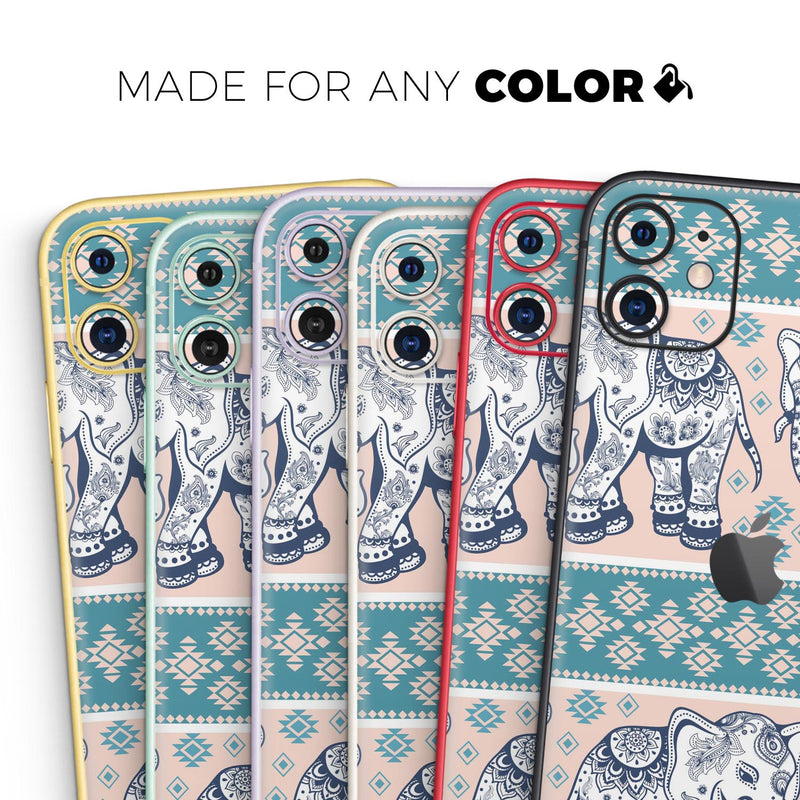 Walking Sacred Elephant Pattern V2 - Skin-Kit compatible with the Apple iPhone 12, 12 Pro Max, 12 Mini, 11 Pro or 11 Pro Max (All iPhones Available)