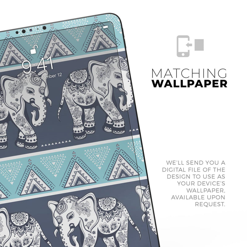 Walking Sacred Elephant Pattern V2 - Full Body Skin Decal for the Apple iPad Pro 12.9", 11", 10.5", 9.7", Air or Mini (All Models Available)