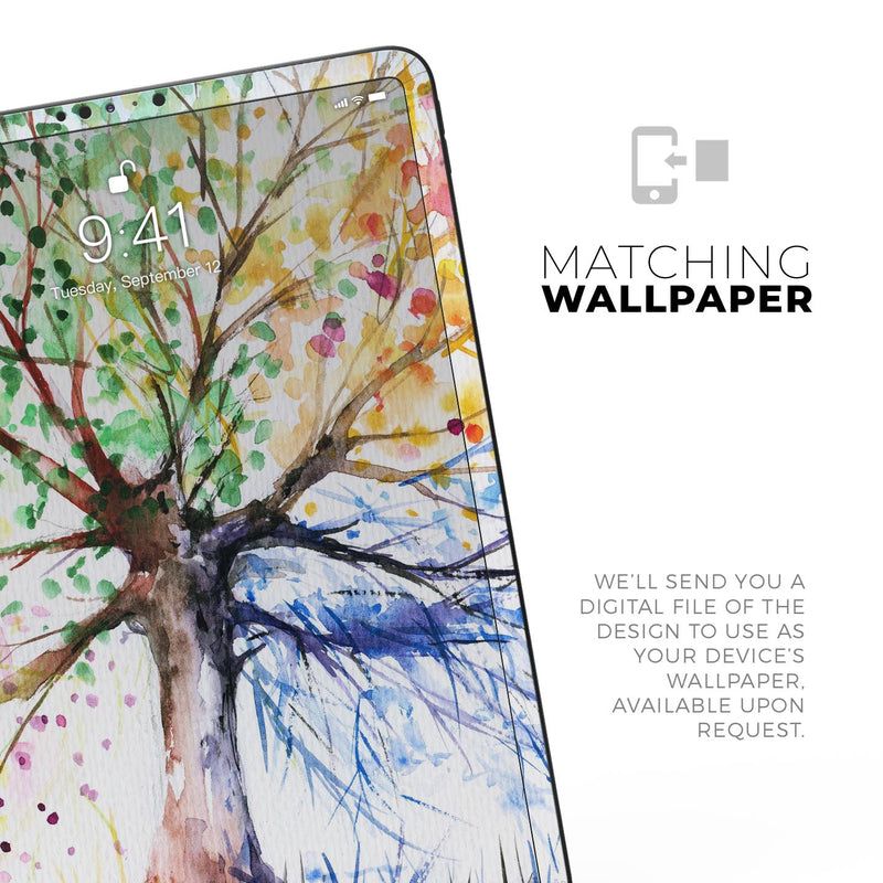 WaterColor Vivid Tree - Full Body Skin Decal for the Apple iPad Pro 12.9", 11", 10.5", 9.7", Air or Mini (All Models Available)