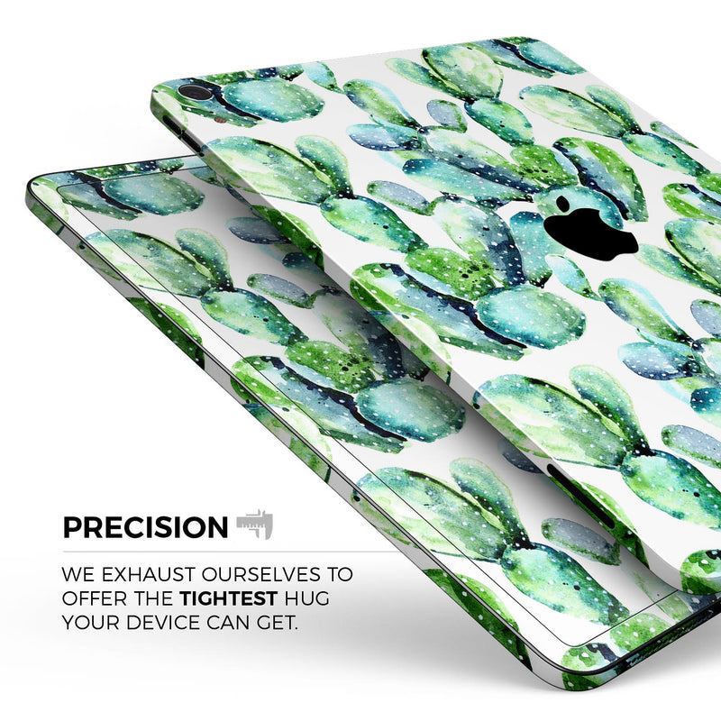 Watercolor Cactus Bloom V1 - Full Body Skin Decal for the Apple iPad Pro 12.9", 11", 10.5", 9.7", Air or Mini (All Models Available)