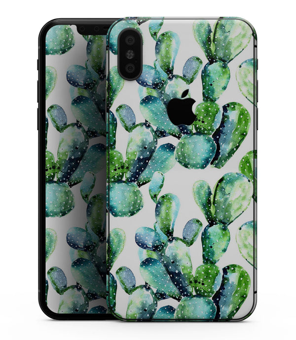 Watercolor Cactus Bloom V1 - iPhone XS MAX, XS/X, 8/8+, 7/7+, 5/5S/SE Skin-Kit (All iPhones Avaiable)