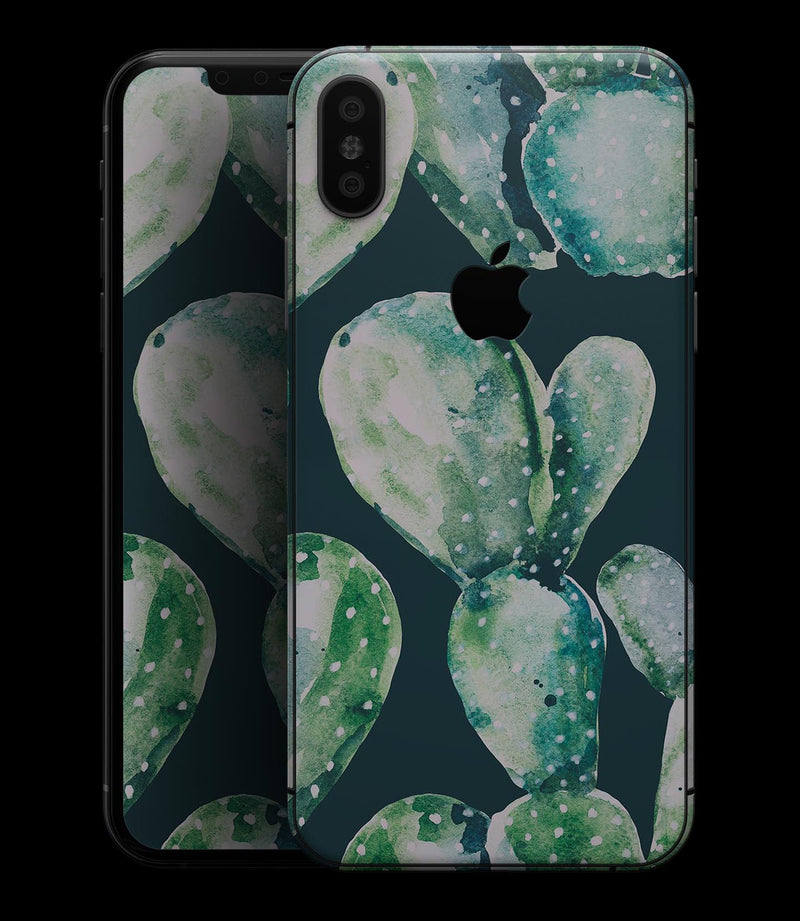 Watercolor Cactus Succulent Bloom V7 - iPhone XS MAX, XS/X, 8/8+, 7/7+, 5/5S/SE Skin-Kit (All iPhones Avaiable)