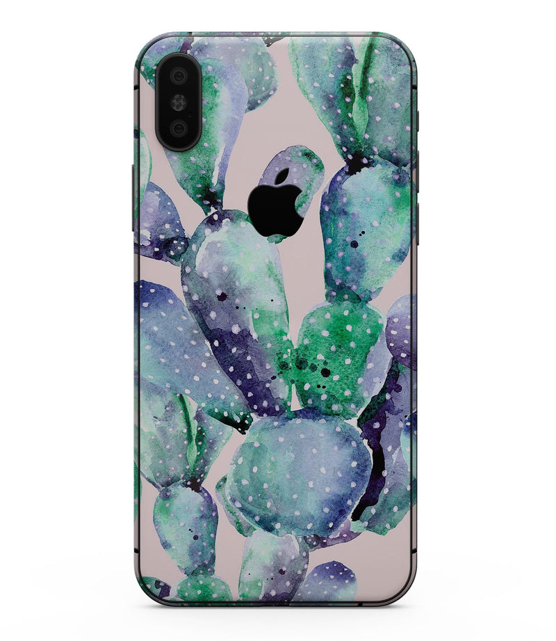 Watercolor Cactus Succulent Bloom V8 - iPhone XS MAX, XS/X, 8/8+, 7/7+, 5/5S/SE Skin-Kit (All iPhones Avaiable)