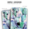 Watercolor Cactus Succulent Bloom V8 - Skin-Kit compatible with the Apple iPhone 12, 12 Pro Max, 12 Mini, 11 Pro or 11 Pro Max (All iPhones Available)