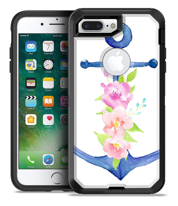 Watercolor Floral Anchor - iPhone 7 or 7 Plus Commuter Case Skin Kit