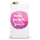 Watercolor Pink Make People Smile iPhone 6/6s or 6/6s Plus INK-Fuzed Case