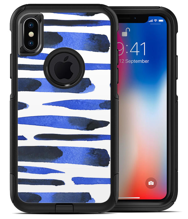 Watercolor Strokes of Blue on Black 3 - iPhone X OtterBox Case & Skin Kits