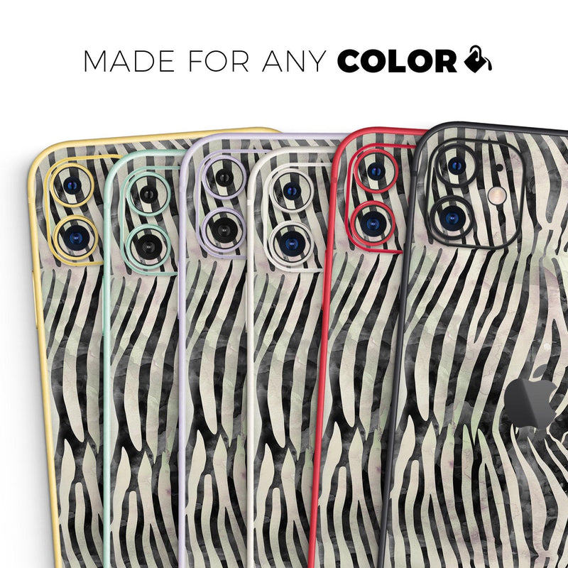 Watercolor Zebra Pattern - Skin-Kit compatible with the Apple iPhone 12, 12 Pro Max, 12 Mini, 11 Pro or 11 Pro Max (All iPhones Available)