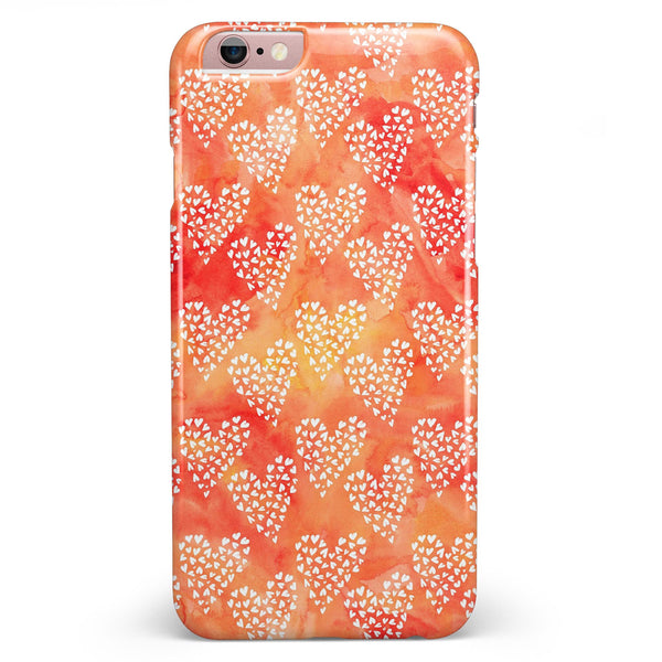 Watercolored Fire with White Tiny Hearts iPhone 6/6s or 6/6s Plus INK-Fuzed Case
