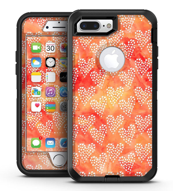 Watercolored Fire with White Tiny Hearts - iPhone 7 Plus/8 Plus OtterBox Case & Skin Kits